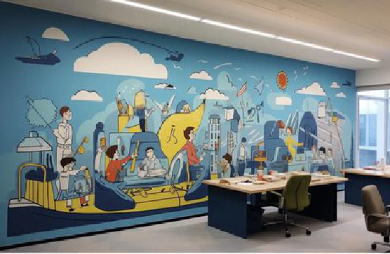 岳西办公室墙绘的特点。